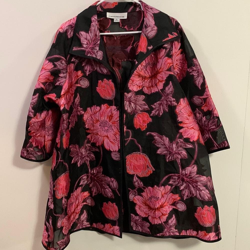 Caroline Rose jacket Floral with sheer areas Size XL great condition